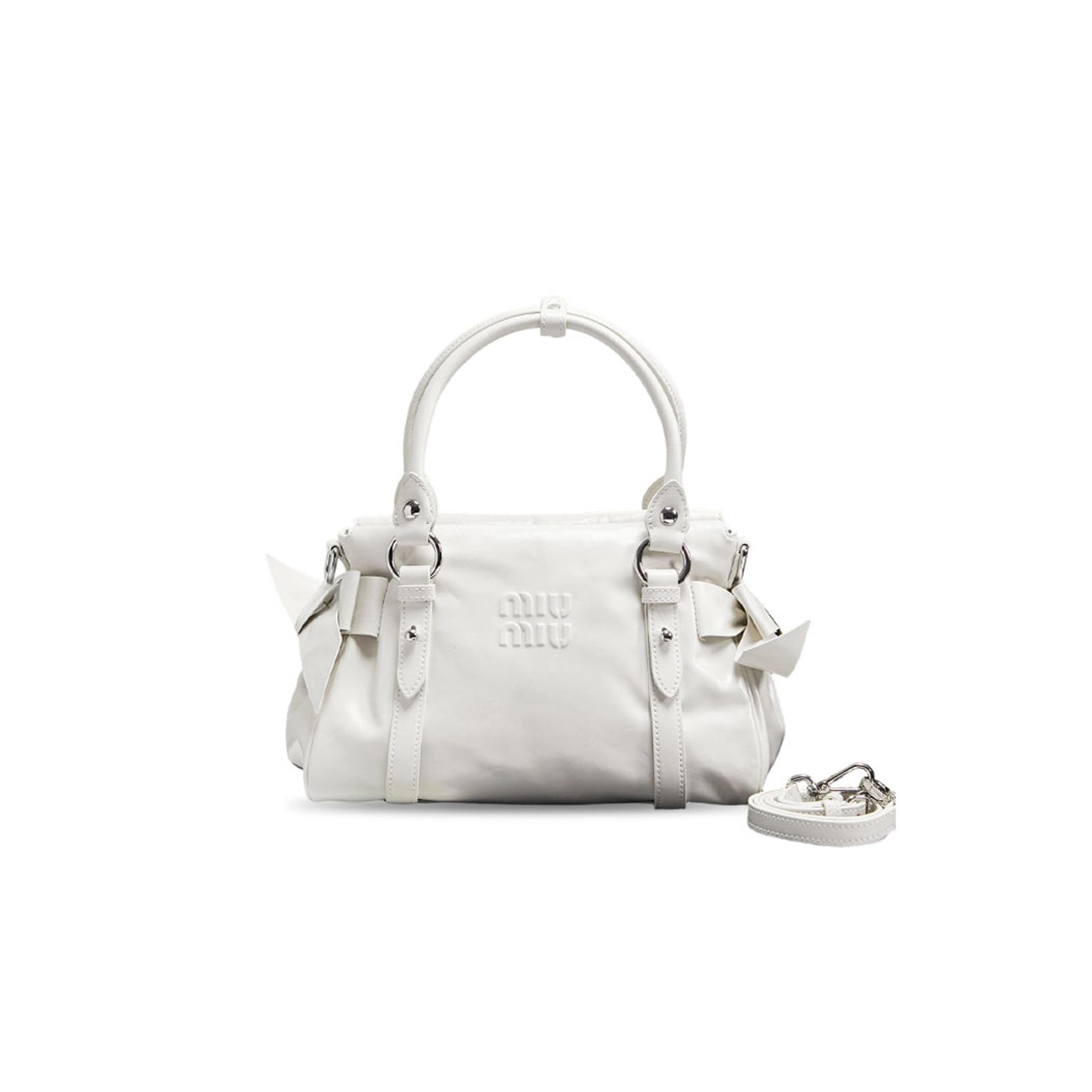 MIU MIU SHINY LEATHER TOP-HANDLE BAG 5BA327 (27*16*13cm)